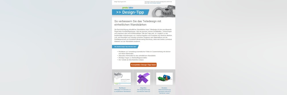 Verbessern Sie das Teiledesign mit einheitlichen Wandstärken