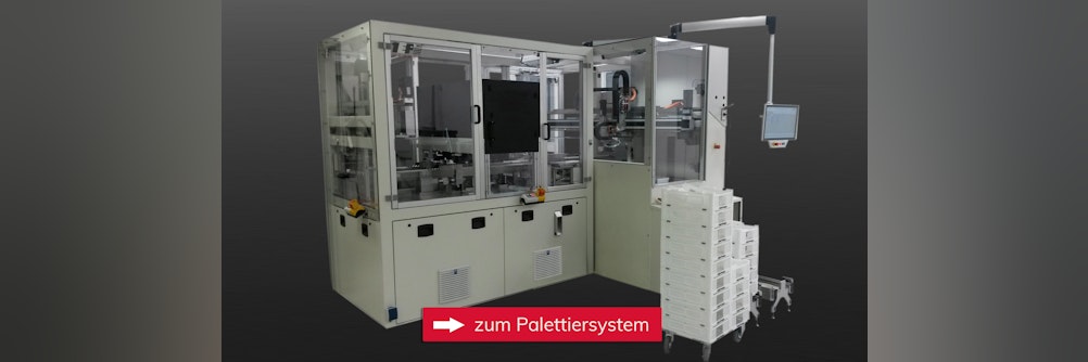 Flexibles Palettiersystem für Karpulen-Packmaschine