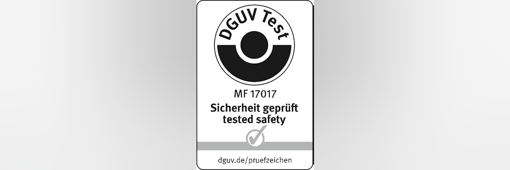 DGUV Test-Zeichen für Schutzeinrichtung X-Guard von Axelent